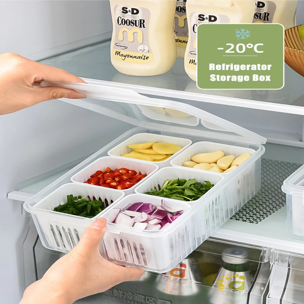 Refrigerator Storage Box 6 Grids Fridge Organizer