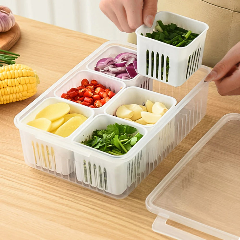 Refrigerator Storage Box 6 Grids Fridge Organizer