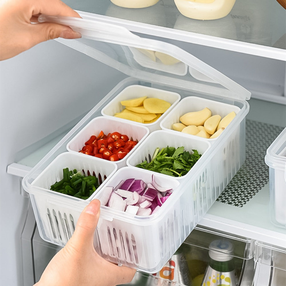 Refrigerator Storage Box 6 Grids Fridge Organizer