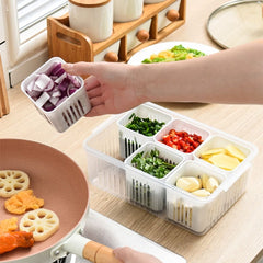 Refrigerator Storage Box 6 Grids Fridge Organizer