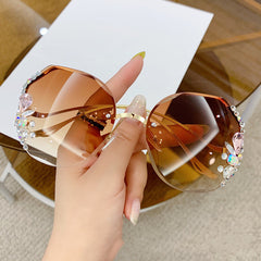 Oversized Rhinestone Gradient Sunglasses for Women UV400