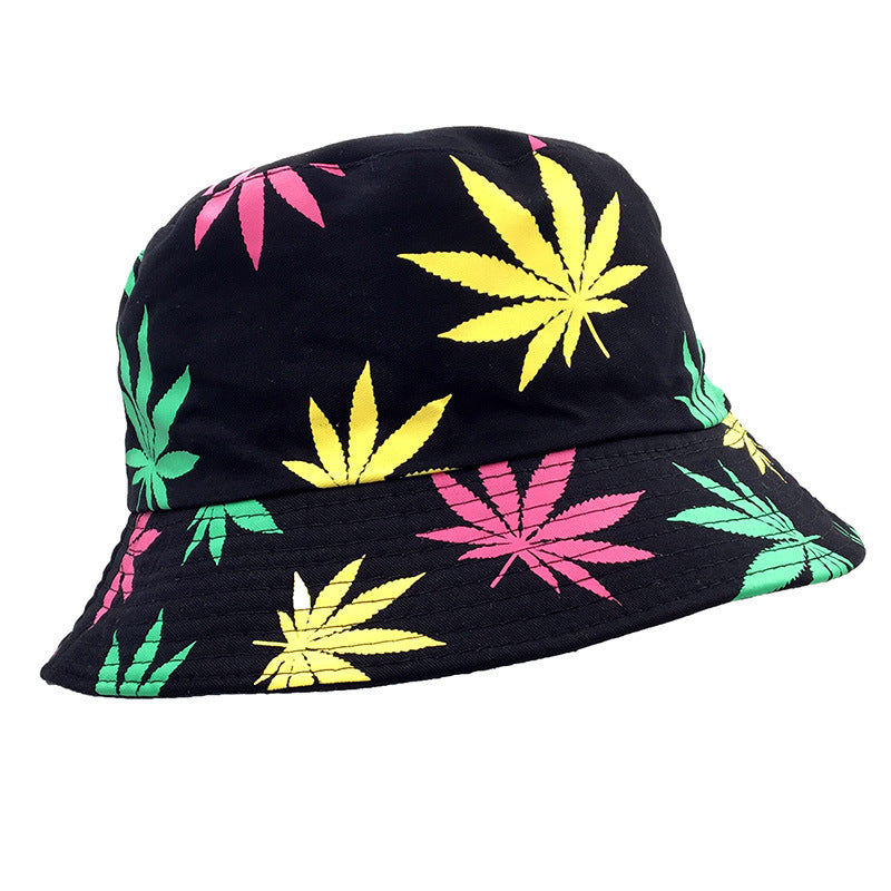 Colorful Maple Leaf Bucket Hat Men's Hip Hop Basin Hat