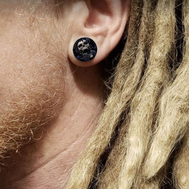 2pcs Acrylic Ear Expander Skull Pattern Men