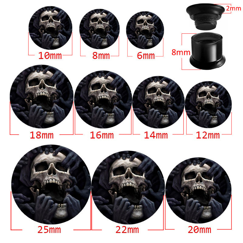 2pcs Acrylic Ear Expander Skull Pattern Men