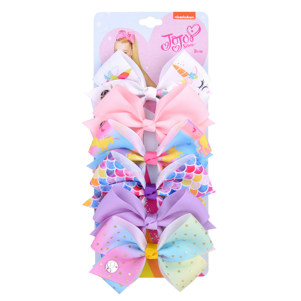 6 Kids Bow Hair Accessories Set