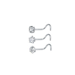 3 Pcs Stainless Steel Nose Ring Set Zirconia Septum Piercing
