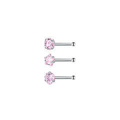 3 Pcs Stainless Steel Nose Ring Set Zirconia Septum Piercing
