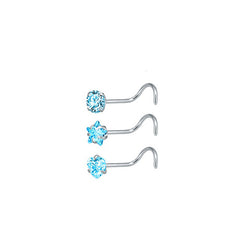 3 Pcs Stainless Steel Nose Ring Set Zirconia Septum Piercing