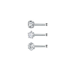 3 Pcs Stainless Steel Nose Ring Set Zirconia Septum Piercing