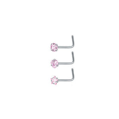 3 Pcs Stainless Steel Nose Ring Set Zirconia Septum Piercing