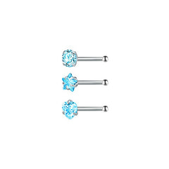 3 Pcs Stainless Steel Nose Ring Set Zirconia Septum Piercing