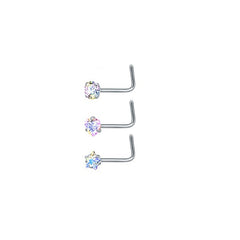3 Pcs Stainless Steel Nose Ring Set Zirconia Septum Piercing