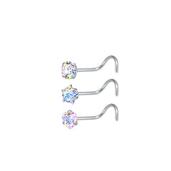 3 Pcs Stainless Steel Nose Ring Set Zirconia Septum Piercing