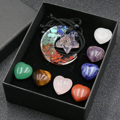 Colorful Gravel Energy Stone Resin Moon Star Pendant Necklace