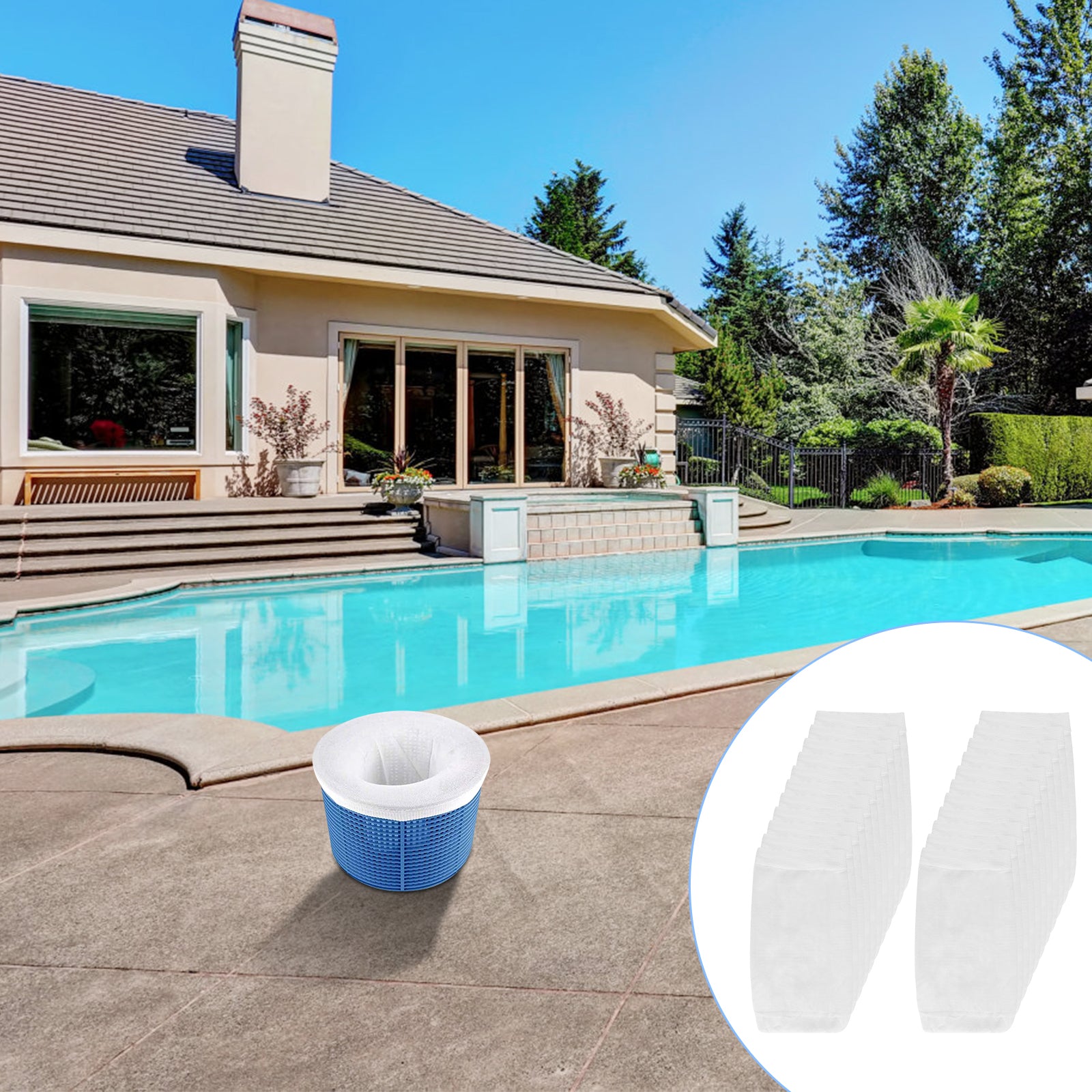20pcs Pool Skimmer Socks Net Reusable Filter Screen Liner