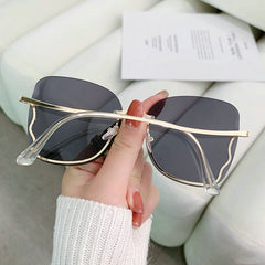 Oversized Metal Rimless Sunglasses Women Eyewear