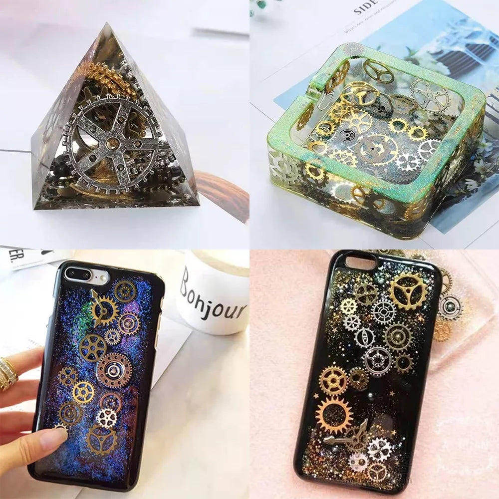50g Metal Gear Clock Jewelry UV Resin Epoxy Mold Fill