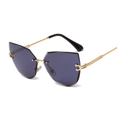 Cat Eye Rimless Sunglasses Metal Temple Gradient Glasses UV400