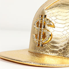 Dollar Label Snapback Hat Golden Crocodile Baseball Cap