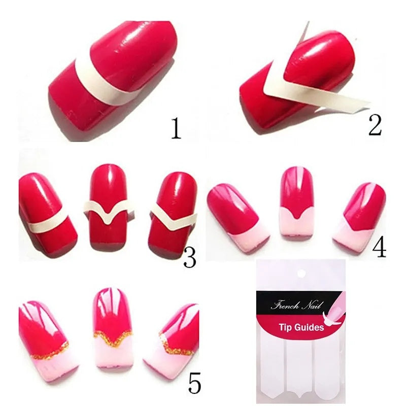 10 Sheets DIY Nail Art Tips Tape Sticker Guide Stencils French Manicure
