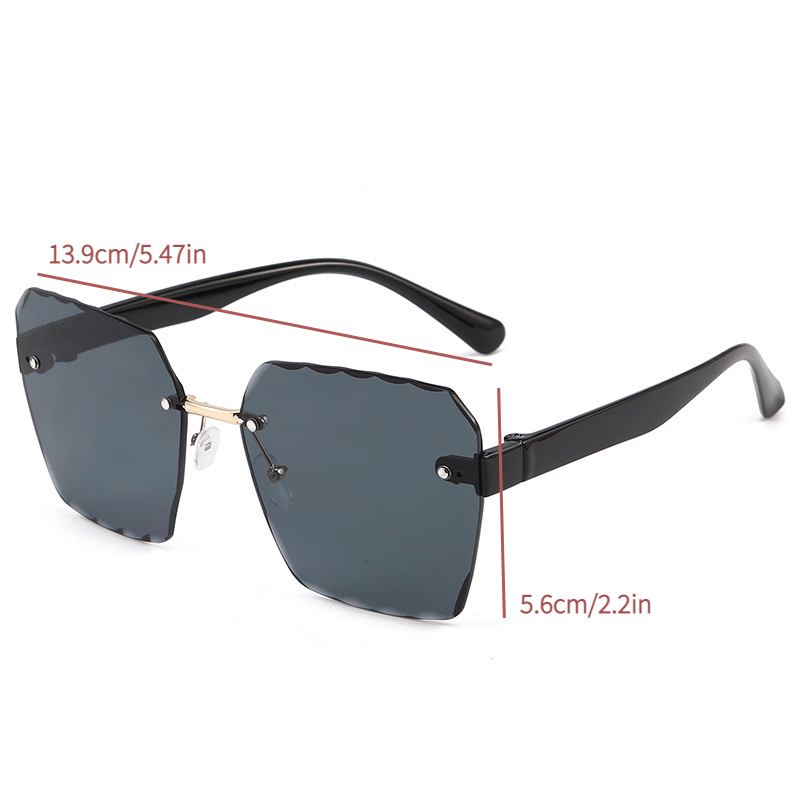 Ombre Lens Sunglasses Casual Rivet Decor Rimless Glasses UV400