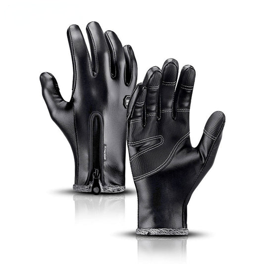 Warm Thermal Fleece Leather Gloves Windproof Waterproof Ski Snow Touch Gloves
