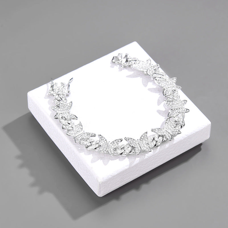 Men's Butterfly Chain Necklace with Artificial Diamond