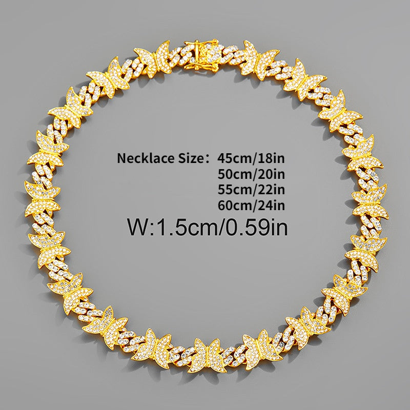 Men's Butterfly Chain Necklace with Artificial Diamond