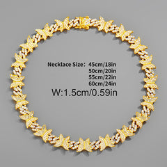 Men's Butterfly Chain Necklace with Artificial Diamond