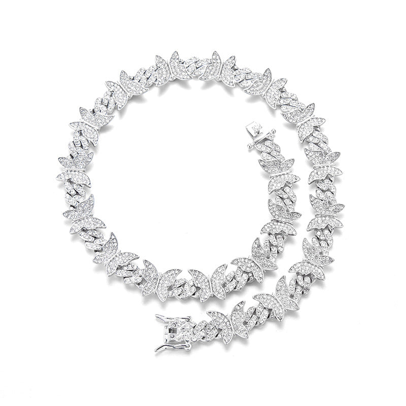 Men's Butterfly Chain Necklace with Artificial Diamond