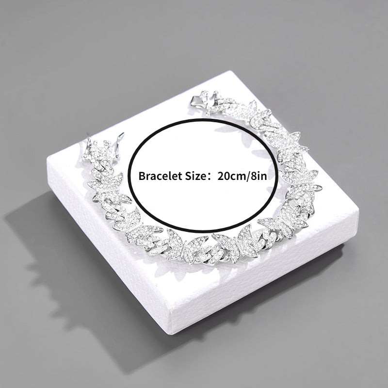 Men's Butterfly Chain Necklace with Artificial Diamond