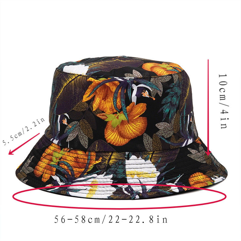 Block Print Bucket Hat Vintage Casual Basin Hats Outdoor Breathable Sunscreen