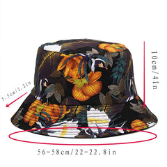 Block Print Bucket Hat Vintage Casual Basin Hats Outdoor Breathable Sunscreen