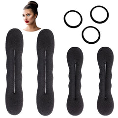 4pcs Solid Hair Bun Maker & 3pcs Hair Tie Elastic Headwear