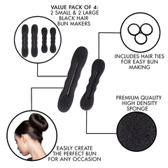 4pcs Solid Hair Bun Maker & 3pcs Hair Tie Elastic Headwear