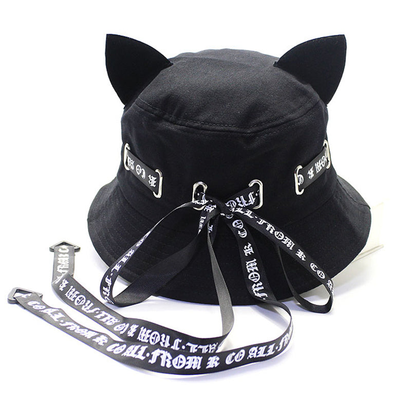 Casual Cat Ear Sunscreen Bucket Hat Outdoor Travel Beach Cap
