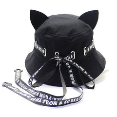 Casual Cat Ear Sunscreen Bucket Hat Outdoor Travel Beach Cap