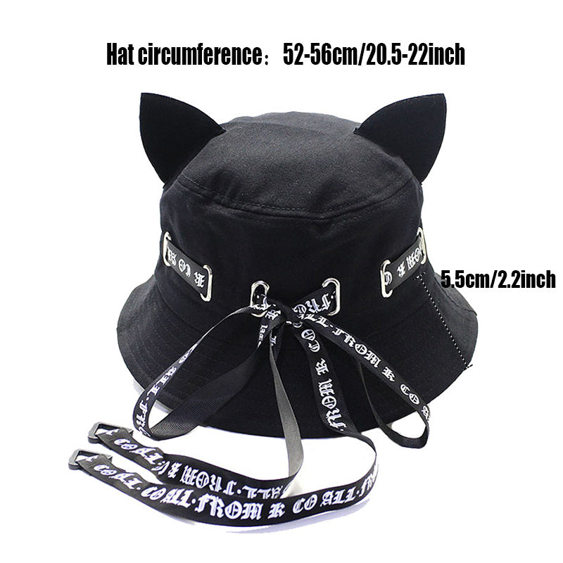 Casual Cat Ear Sunscreen Bucket Hat Outdoor Travel Beach Cap