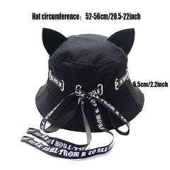 Casual Cat Ear Sunscreen Bucket Hat Outdoor Travel Beach Cap