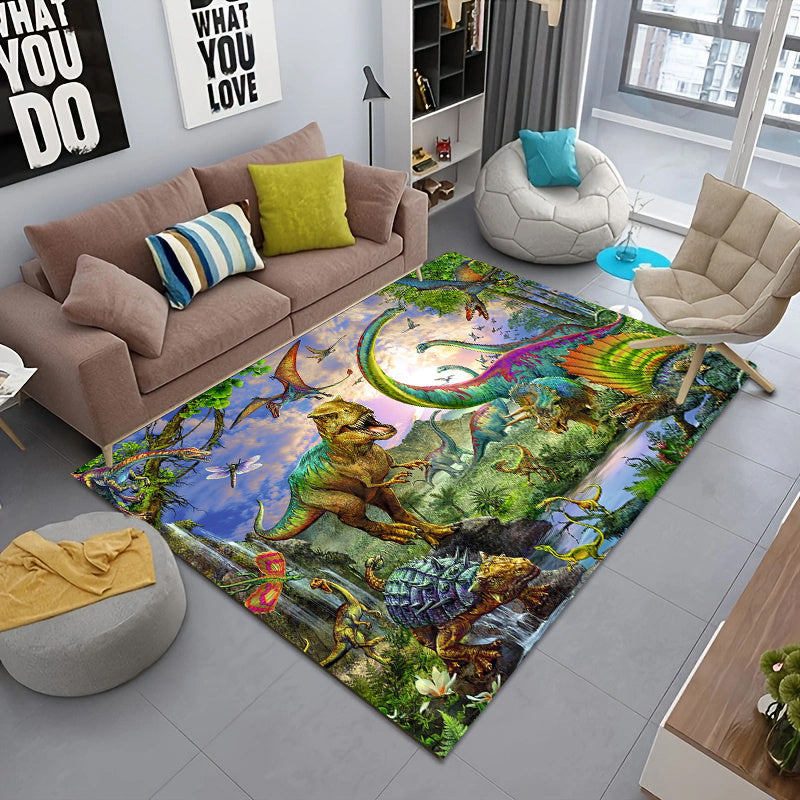 3D Dinosaur Printed Rug Non-slip Earth Rug
