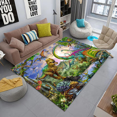 3D Dinosaur Printed Rug Non-slip Earth Rug