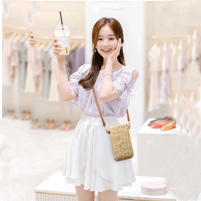 Mini Woven Straw Crossbody Bag for Women Summer Beach Coin Purse