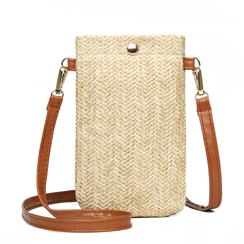 Mini Woven Straw Crossbody Bag for Women Summer Beach Coin Purse