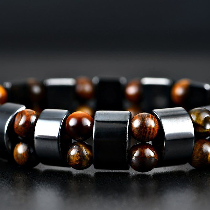 Double Hematite Tiger's Eye Bracelets - Natural Energy Stone Bracelet