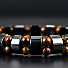 Double Hematite Tiger's Eye Bracelets - Natural Energy Stone Bracelet