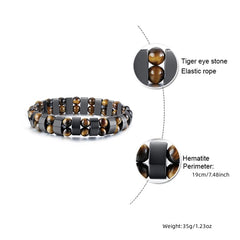 Double Hematite Tiger's Eye Bracelets - Natural Energy Stone Bracelet