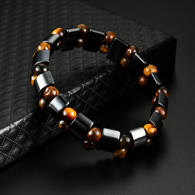 Double Hematite Tiger's Eye Bracelets - Natural Energy Stone Bracelet