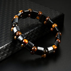 Double Hematite Tiger's Eye Bracelets - Natural Energy Stone Bracelet