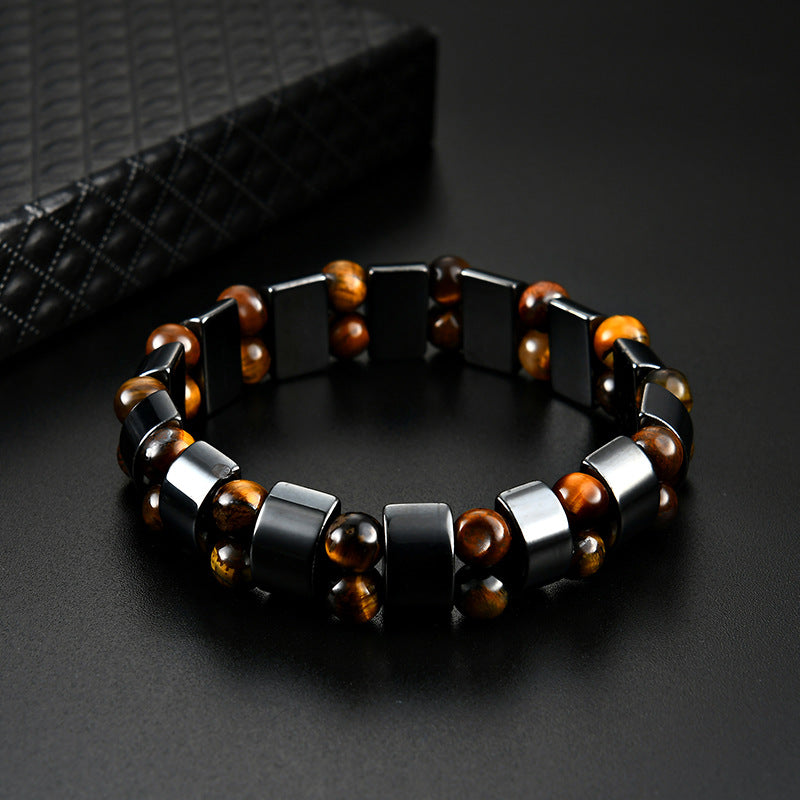 Double Hematite Tiger's Eye Bracelets - Natural Energy Stone Bracelet
