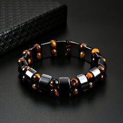 Double Hematite Tiger's Eye Bracelets - Natural Energy Stone Bracelet